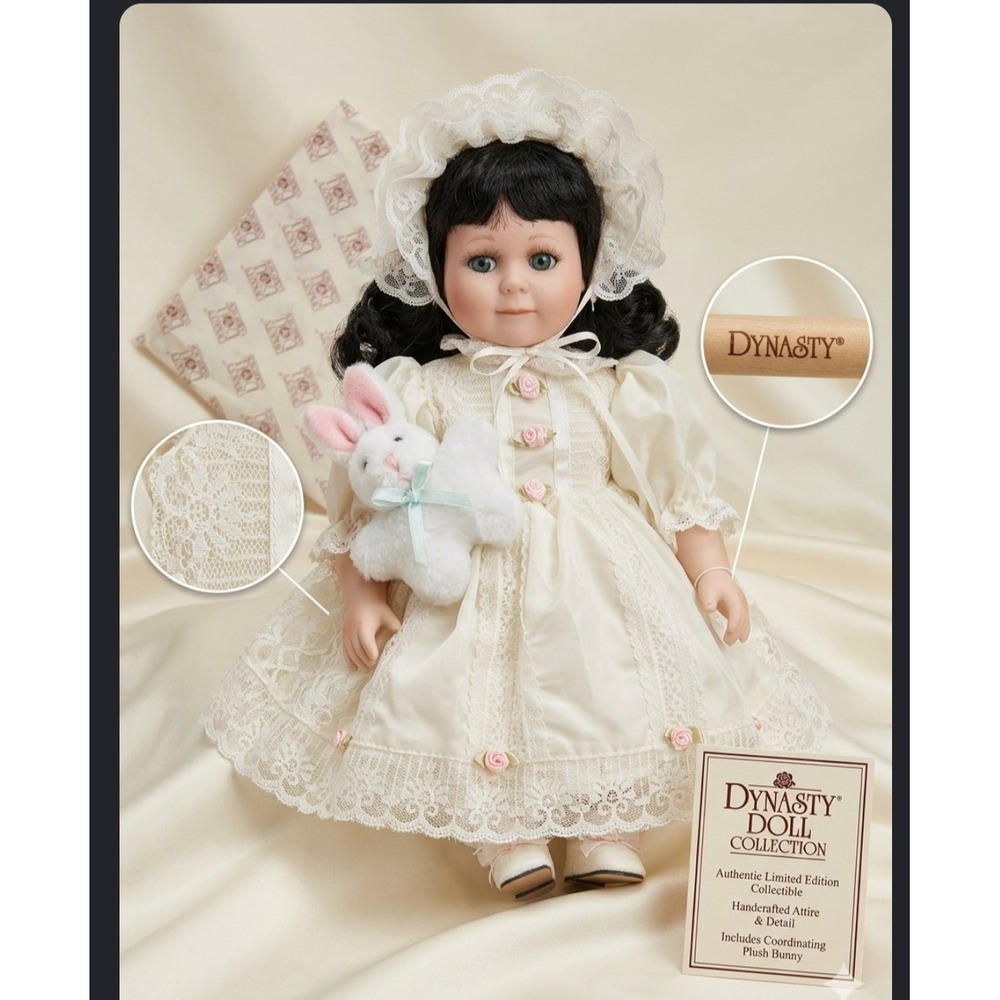 Dynasty Doll Collection Lauren Porcelain Doll Limited Edition D630.60 with Bunny